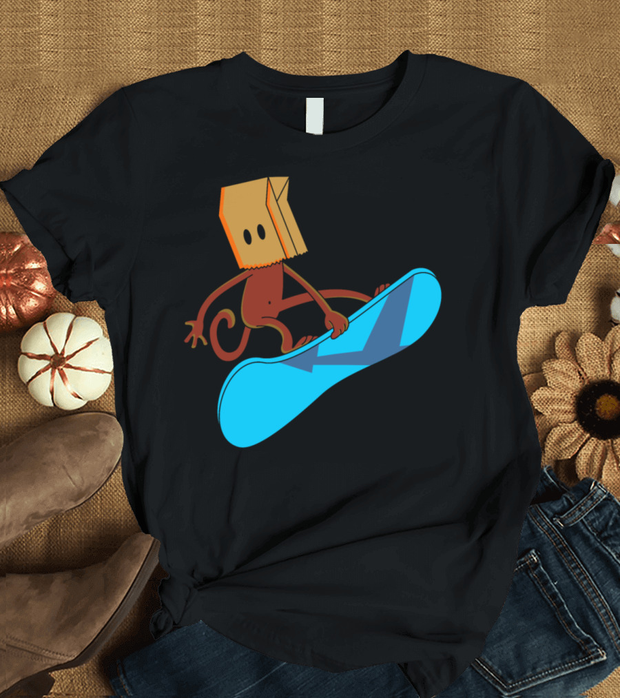 Snowboard Monkey Funny Ape Idiot T-Shirt