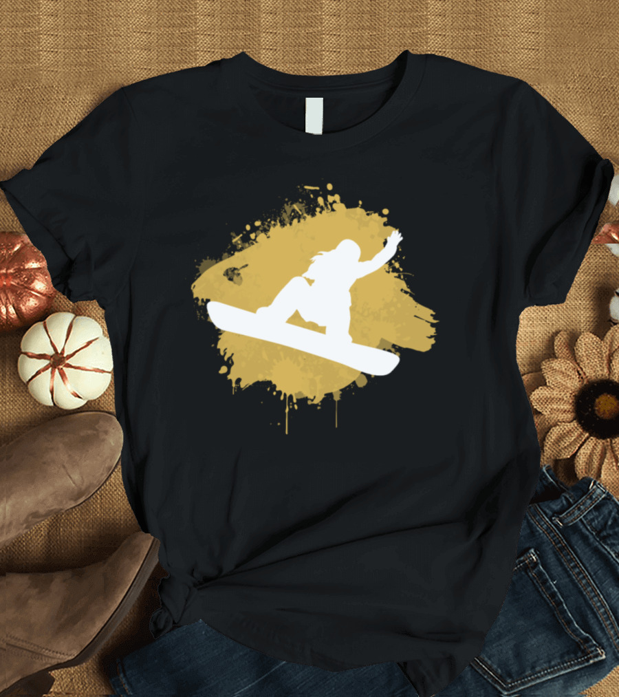 Snowboard Snowboarding Girl Silhouette Splash Classic T-Shirt