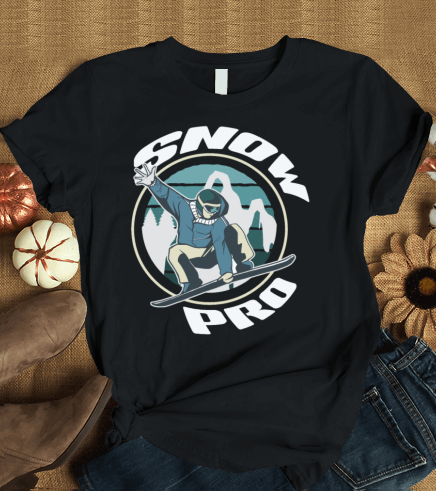 SNOW Pro Snowboarder with Snowboard Snowboarding T-Shirt