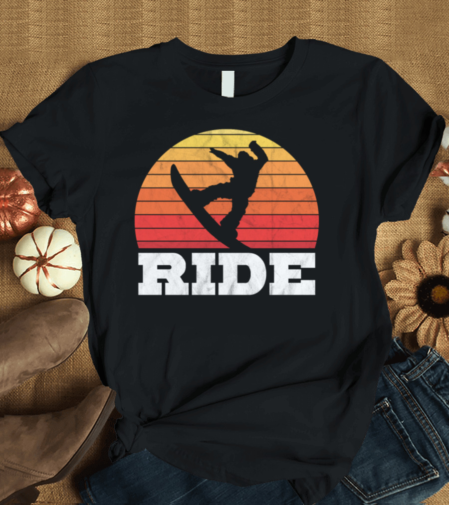 Snowboarding Ride Silhouette Sunset T-Shirt
