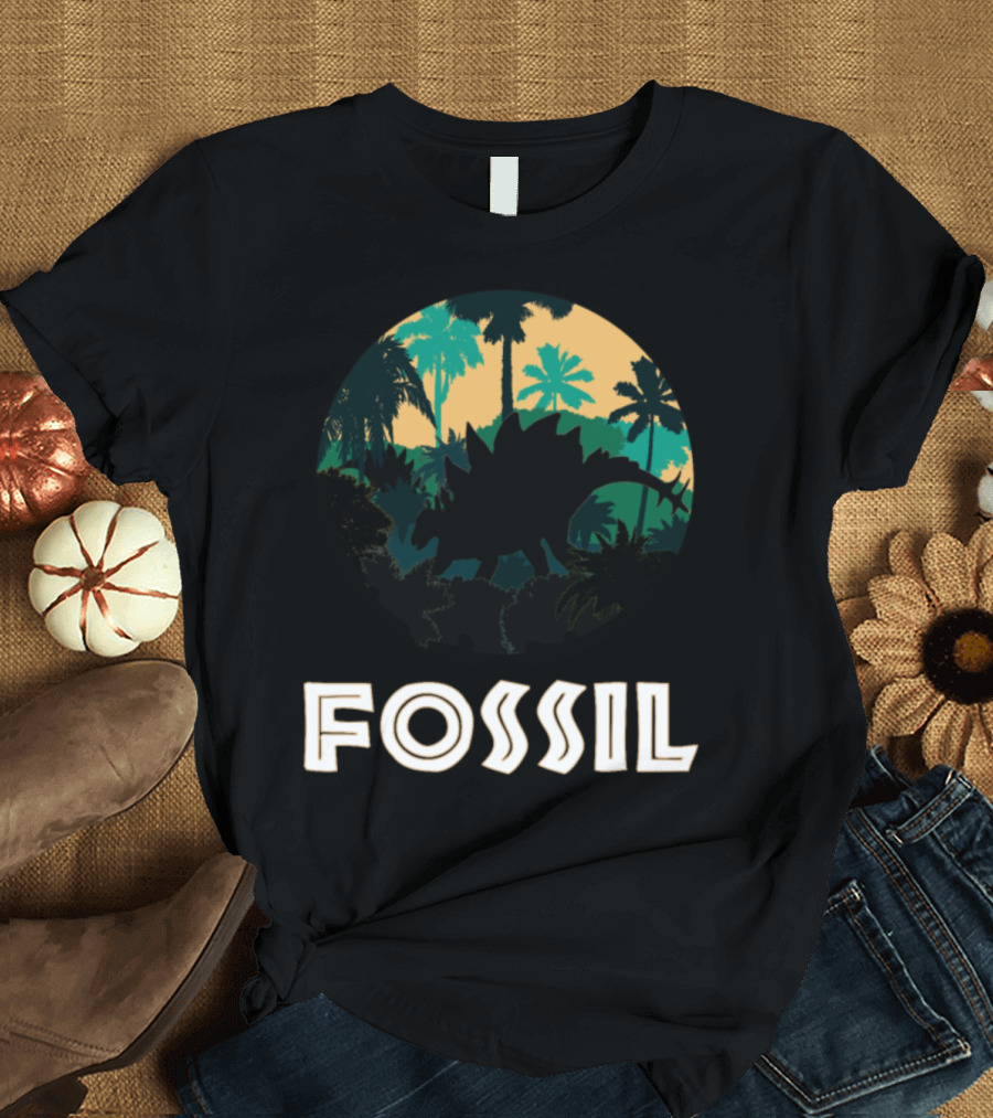 Fossil Jungle Dinosaur Silhouette Tropical T-Shirt