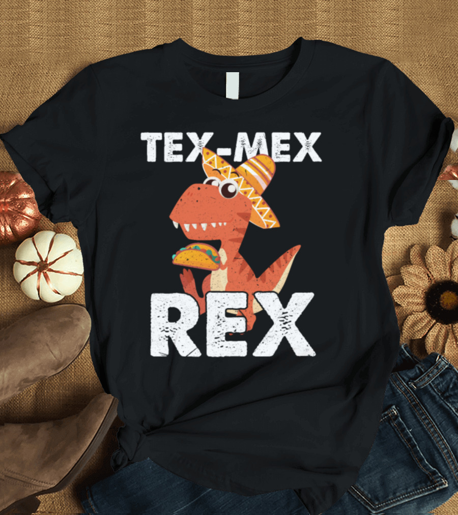 Tex-Mex Rex Dinosaur with Sombrero and Taco Cinco De Mayo T-Shirt