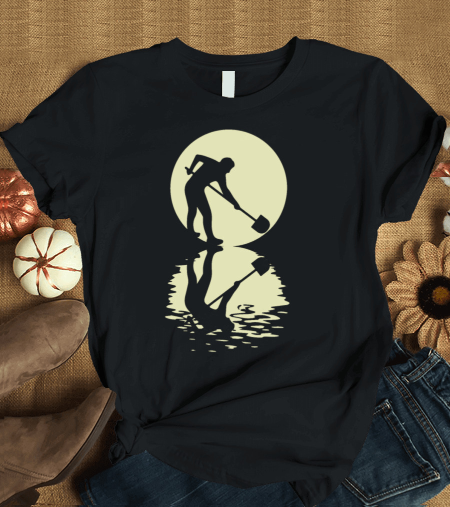 The Archaeologist Searching by Moonlight Reflection T-Shirt