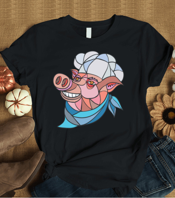 T-Shirt: Pig Pork Baker Chef Mosaic Mosaic Color T-Shirt Pig Pork Baker Chef Mosaic Mosaic Color T-Shirt