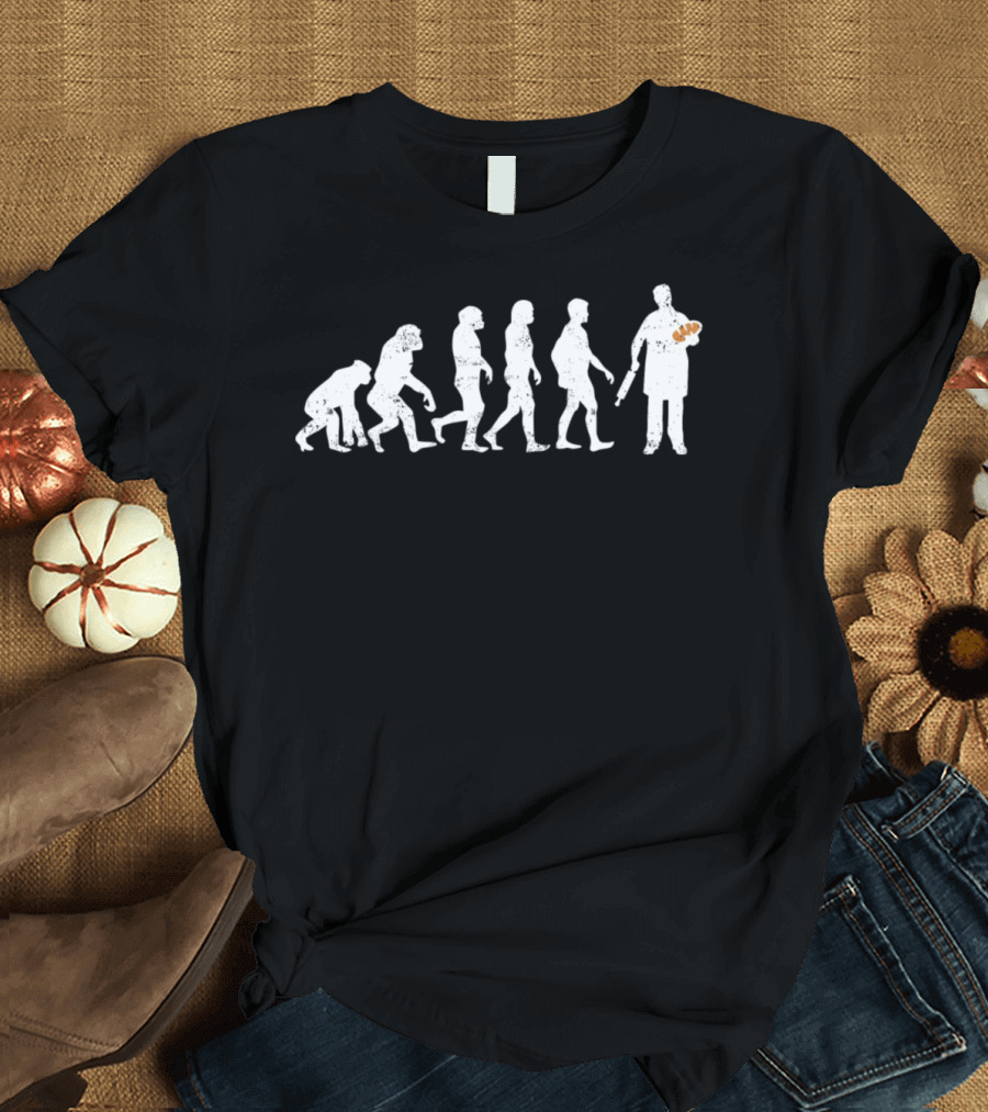 Evolution of a Baker Carrying Bread Loaf T-Shirt