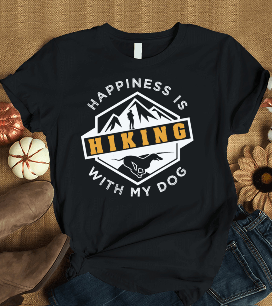 Happiness Is Hiking With My Dog Mountains T-Shirt