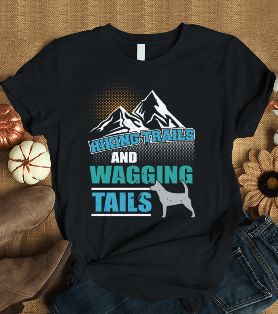 Hiking Trails and Wagging Tails Mountain Adventure Dog T-Shirt
