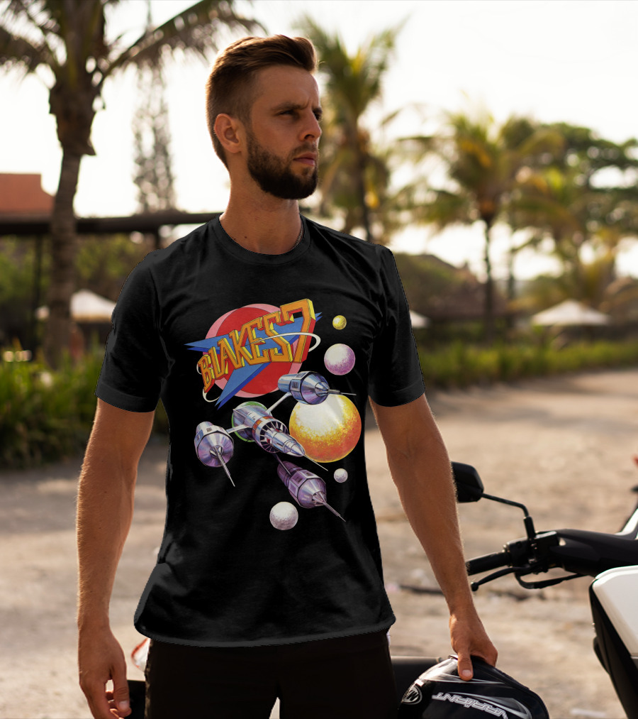 Blake's 7 Annual Retro Sci-Fi Spaceship And Planets T-Shirt