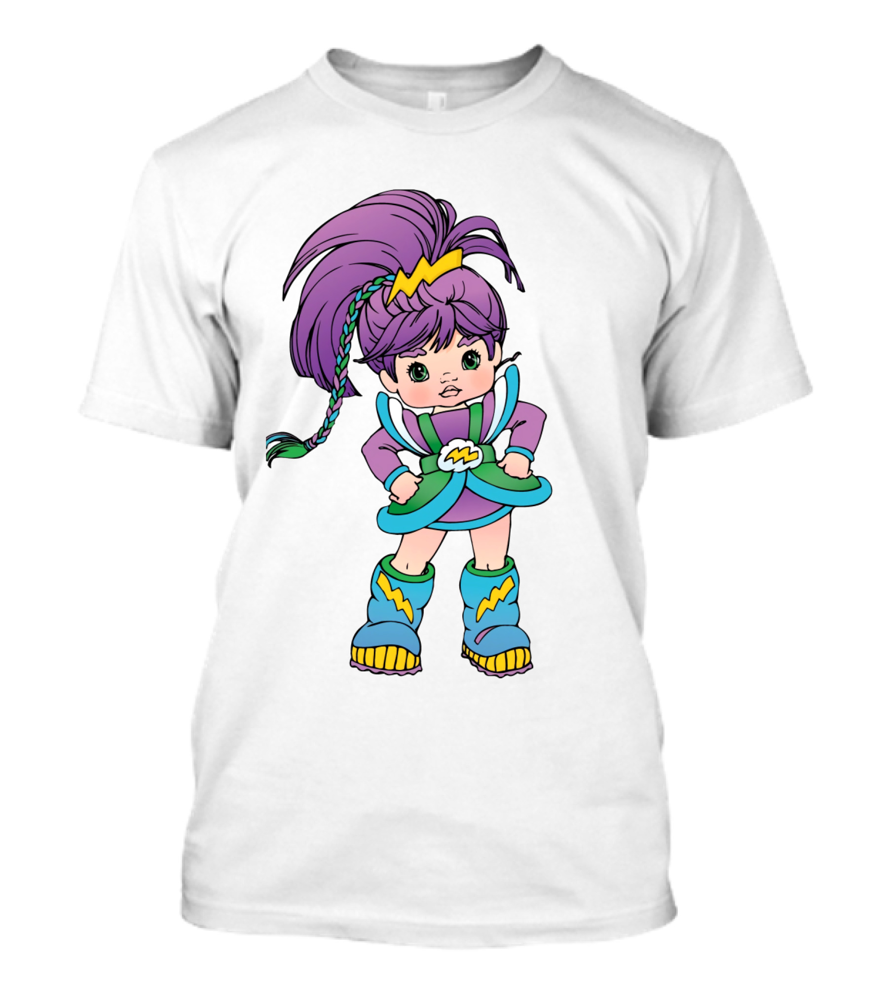Rainbow Brite Stormy Character With Purple Hair And Lightning Bolt T-Shirt