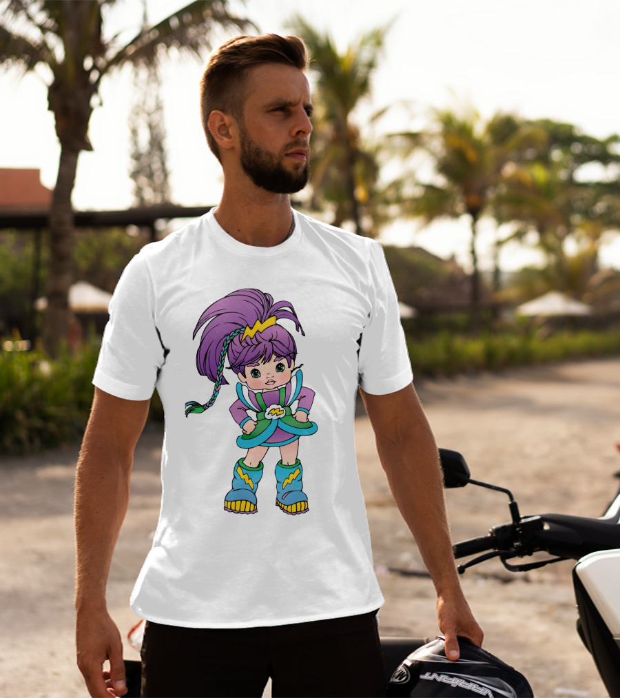 Rainbow Brite Stormy Character With Purple Hair And Lightning Bolt T-Shirt