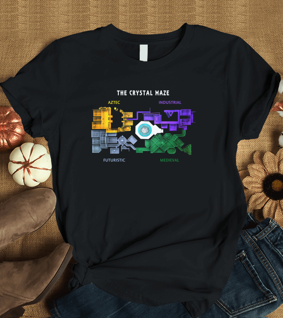 The Crystal Maze Map Aztec Industrial Futuristic Medieval T-Shirt