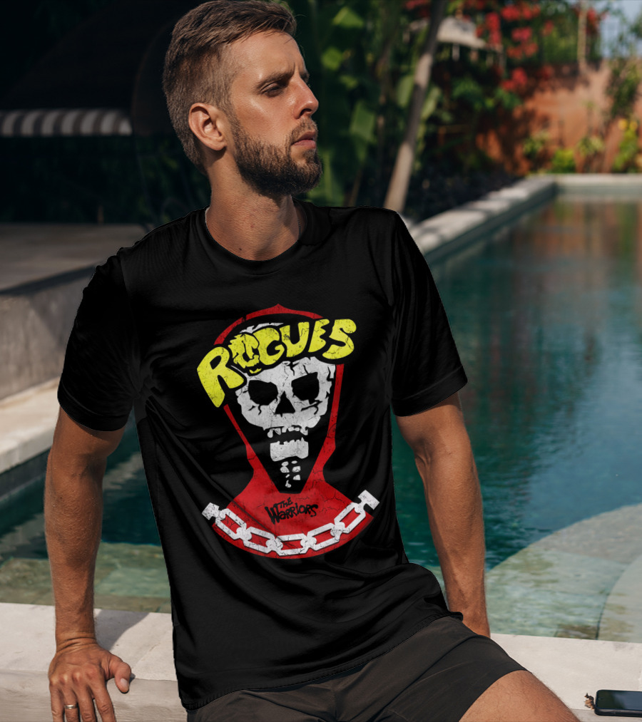 Rogues Skull Mask With Chain And The Warriors T-Shirt