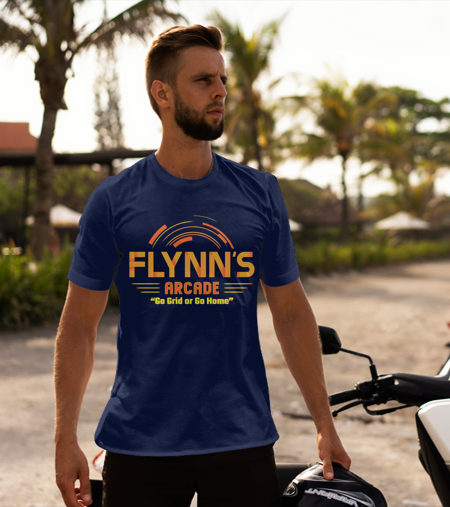 Flynn's Arcade Go Grid Or Go Home Retro Gaming T-Shirt