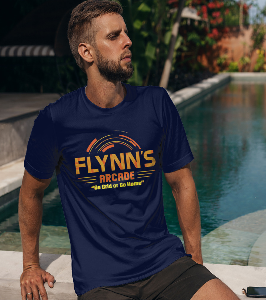 Flynn's Arcade Go Grid Or Go Home Retro Gaming T-Shirt