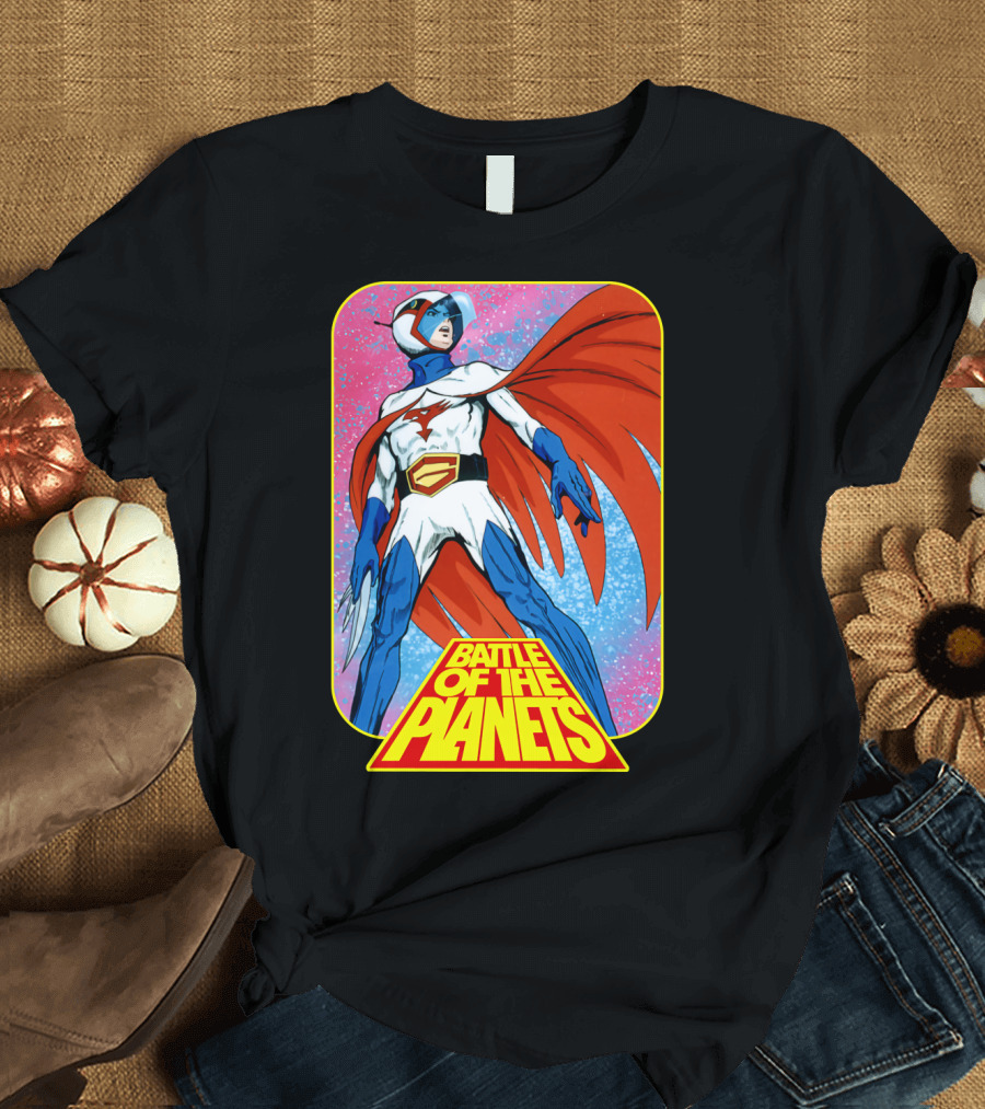 Battle of The Planets G-Force Heroic Stance in Space Background T-Shirt