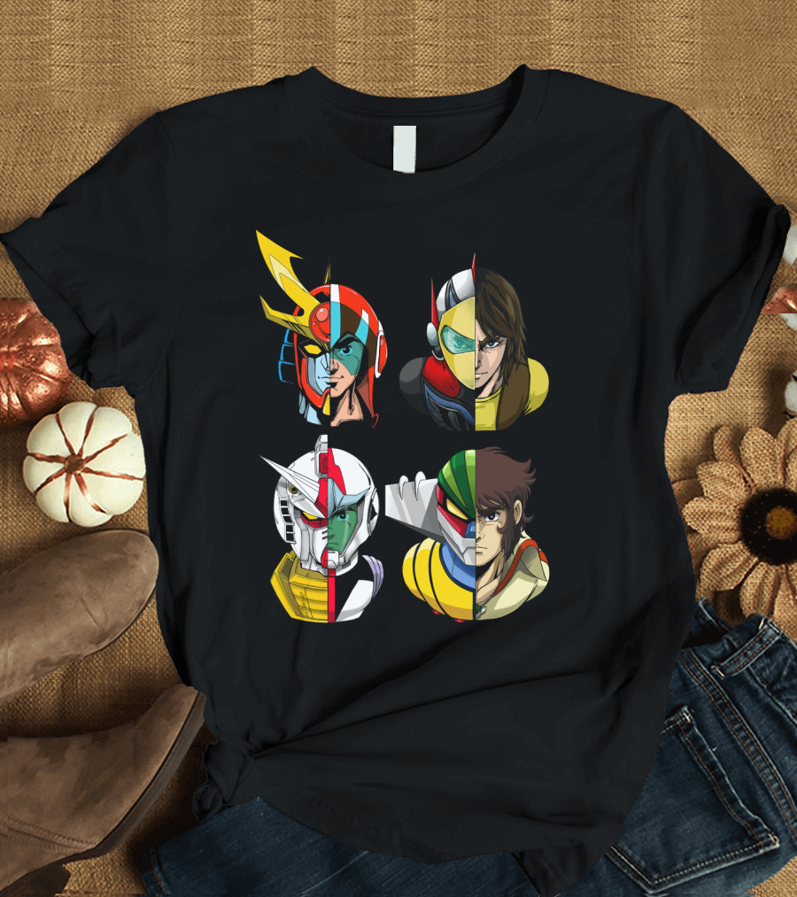 Duke Fleed Jeeg Gundam Daitarn Iconic Mecha Heroes Fusion T-Shirt