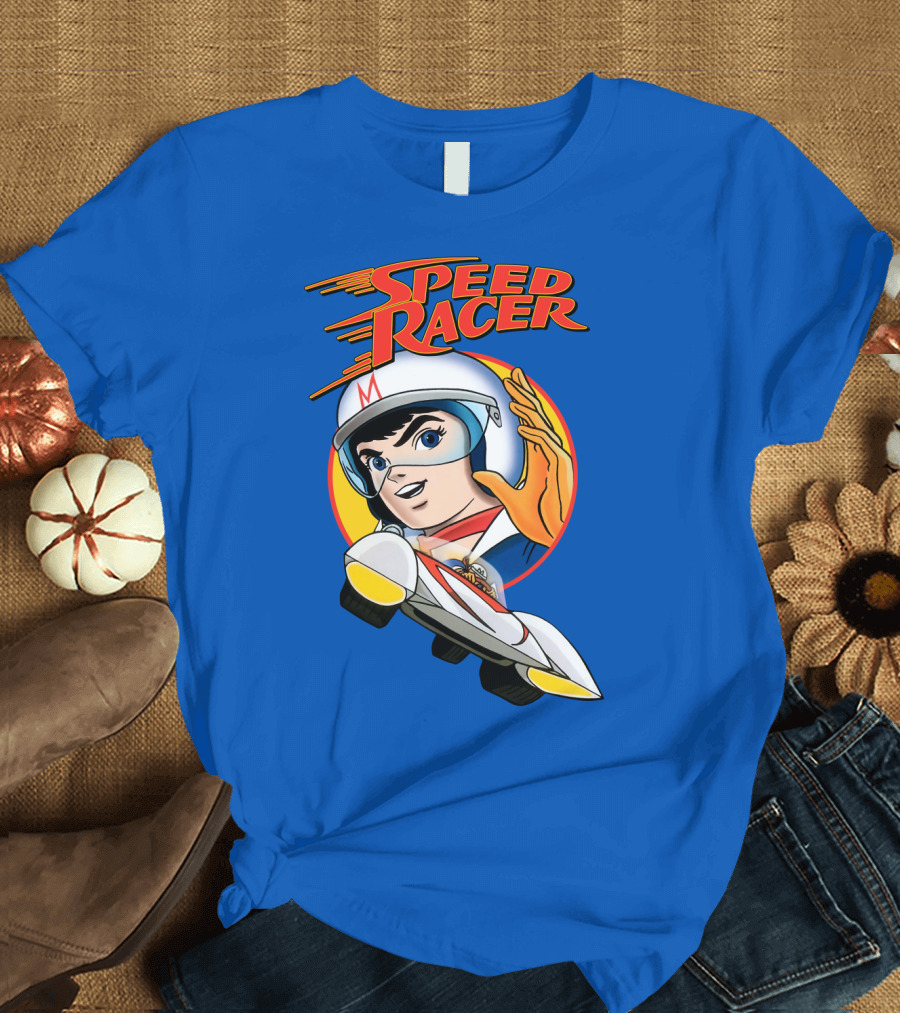 Speed Racer Character with Helmet and Car T-Shirt