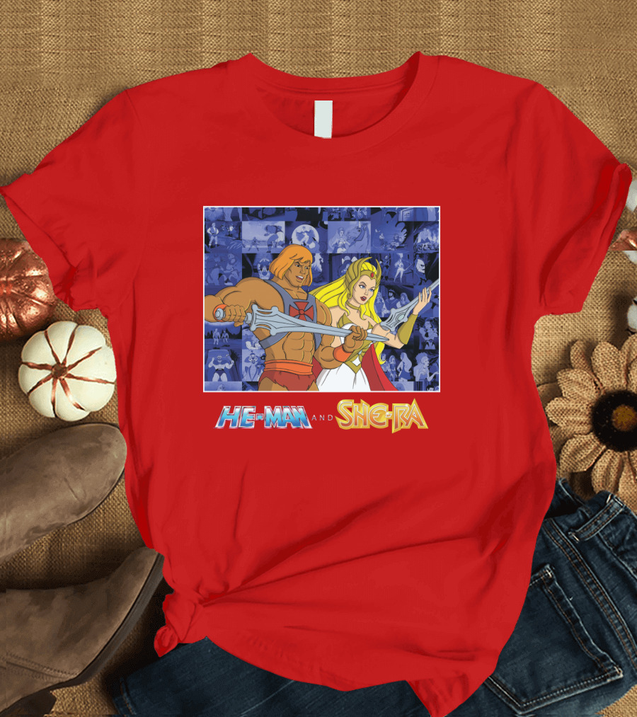 He-Man and She-Ra Characters with Sword T-Shirt