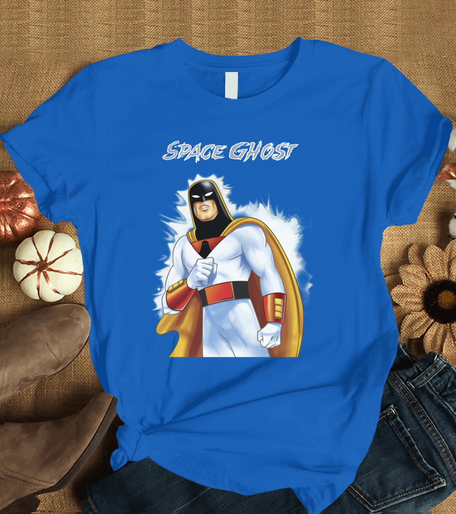Space Ghost Classic Character with Dynamic Pose and Iconic Heroic T-Shirt