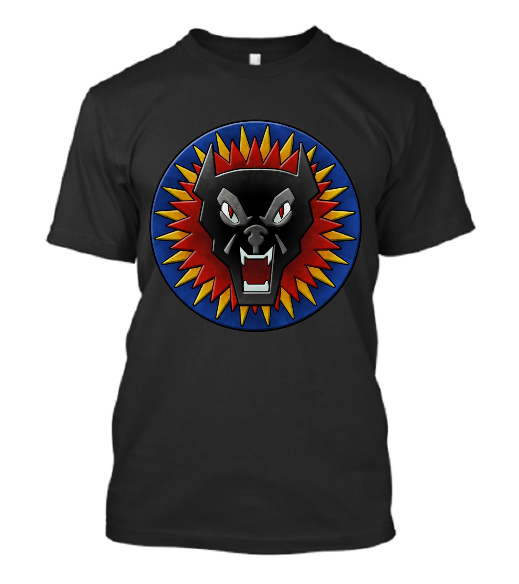 Clan Nova Cat Emblem Aggressive Feline Face In Sunburst Circle T-Shirt