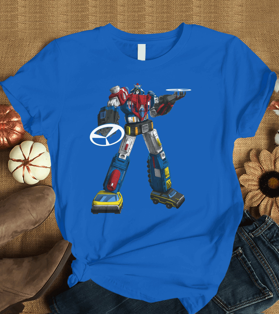 Voltron Vehicle Force Robot Giant Mecha with Cars and Helicopter Wheels T-Shirt