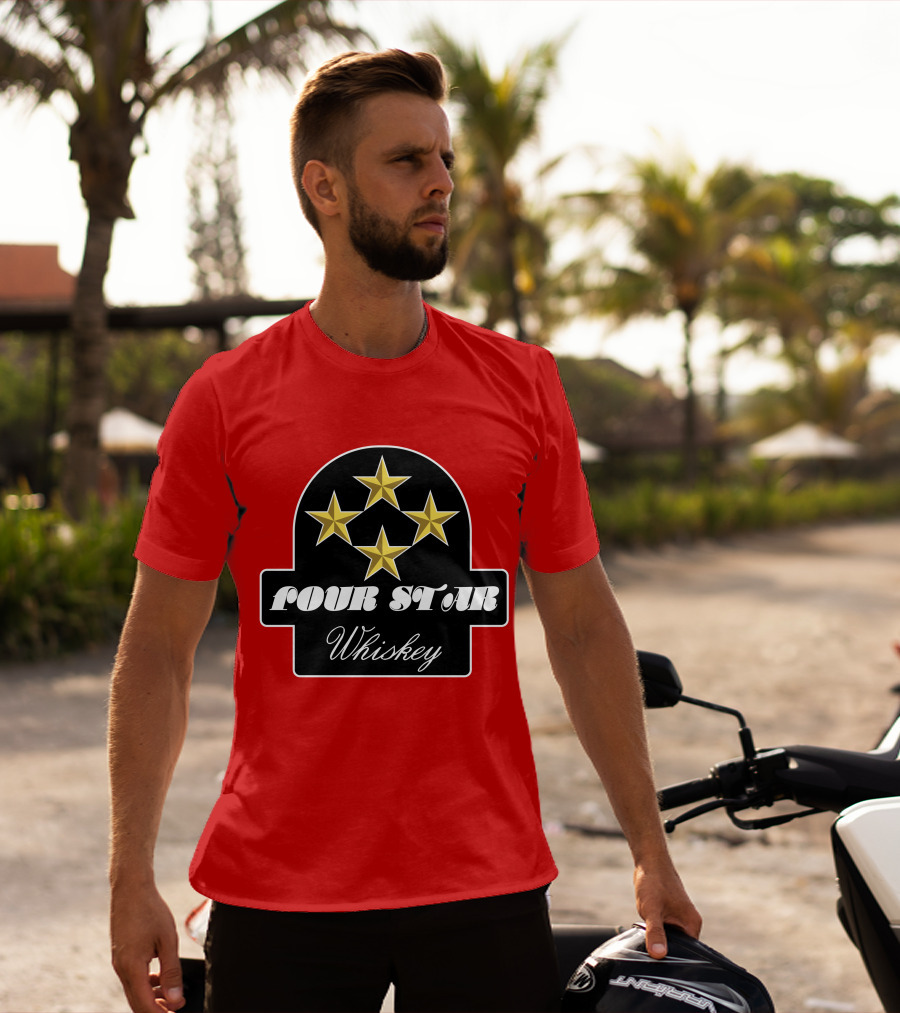 Stroker Ace Four Star Whiskey Gold Stars Emblem T-Shirt