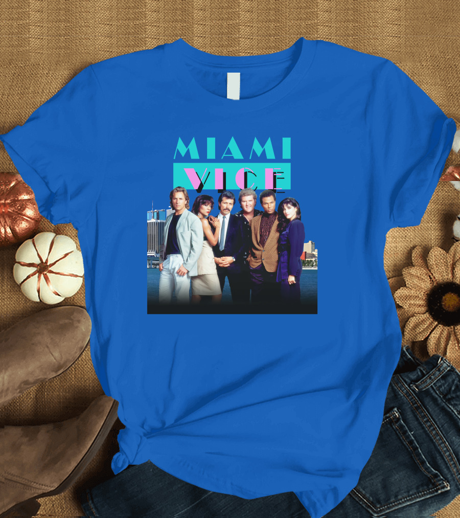 MIAMI VICE Retro Classic Cast Cityscape T-Shirt