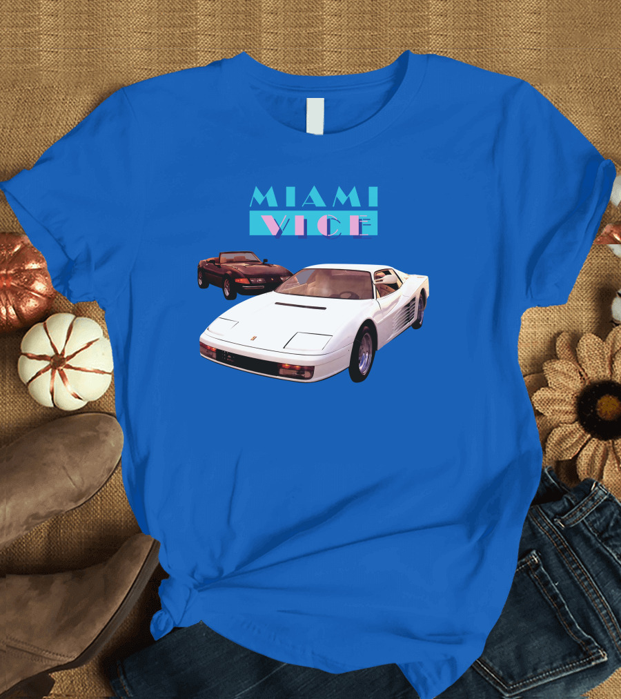Miami Vice Iconic Ferrari and Corvette Cars T-Shirt