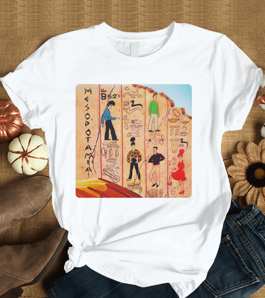 The B-52's Mesopotamia Album Art with Ancient Symbols and Figures T-Shirt