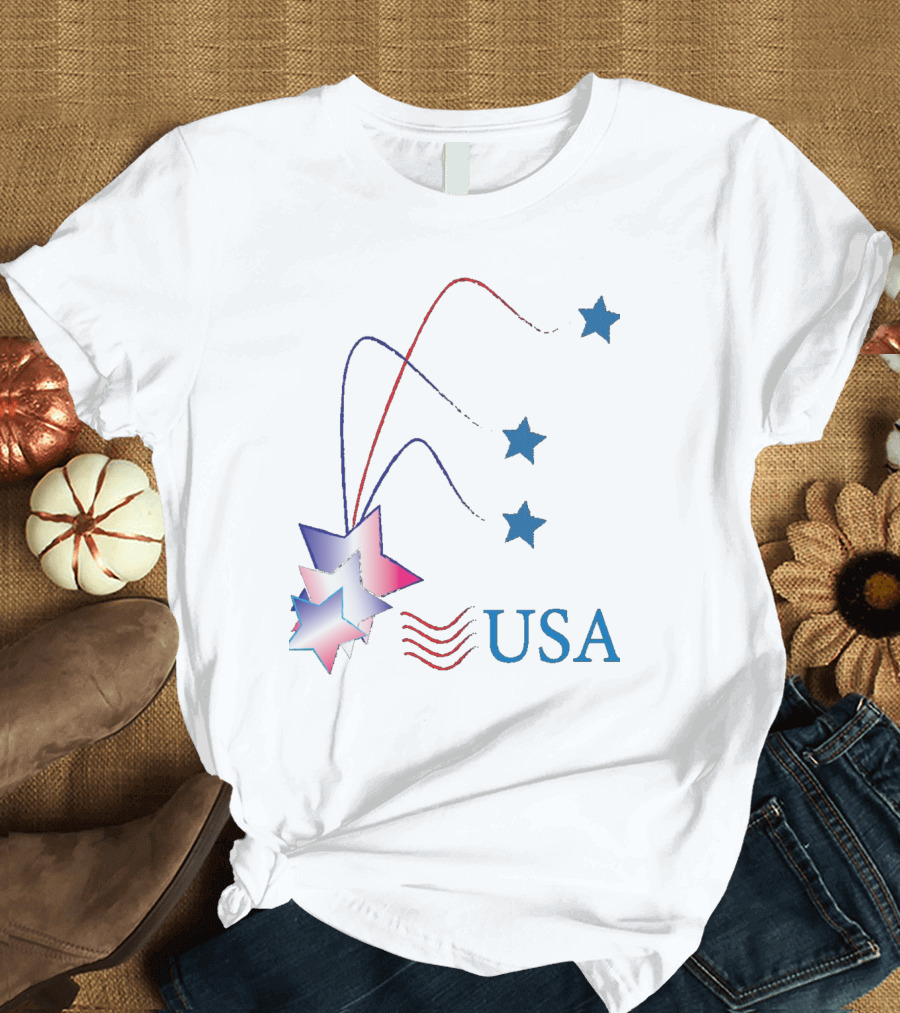 USA Stars with Red and Blue Accents T-Shirt