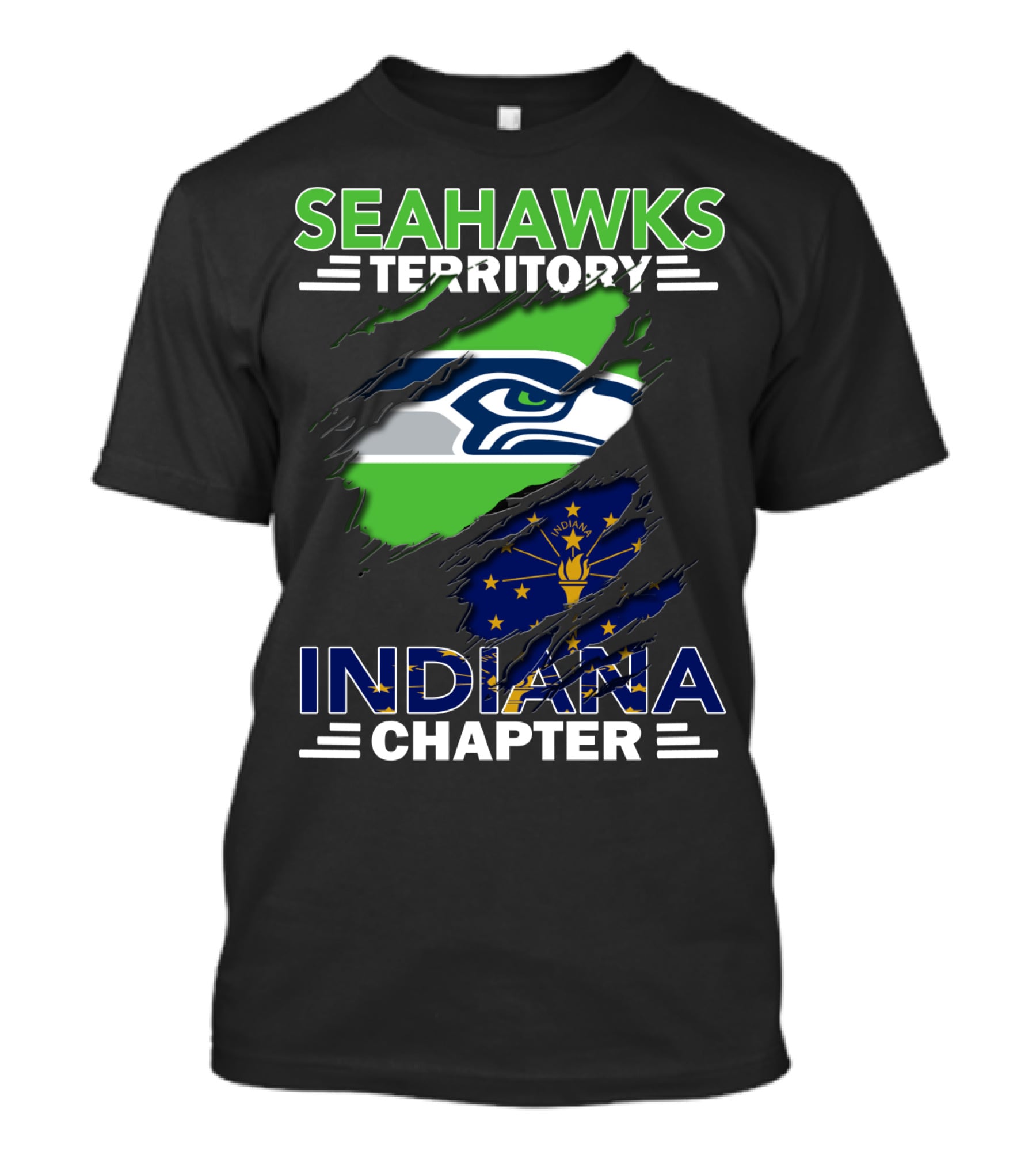 Seattle Seahawks Territory Indiana Chapter Flag T-Shirt