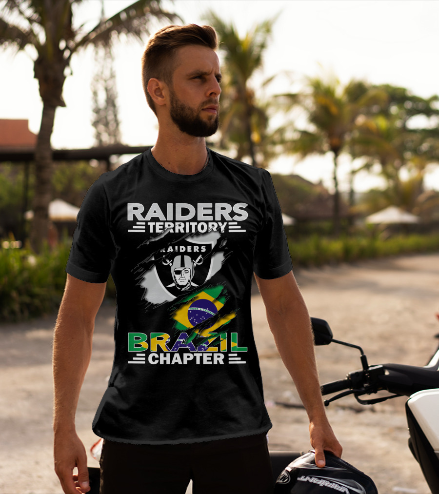 Raiders Territory Brazil Chapter Flag And Shield Mashup T-Shirt