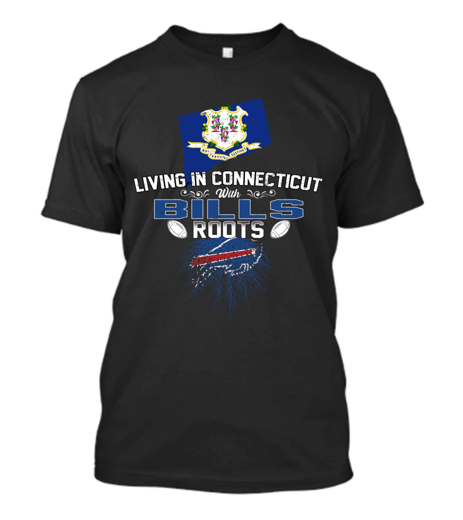 Living In Connecticut With Bills Roots And New York Football Passion T-Shirt