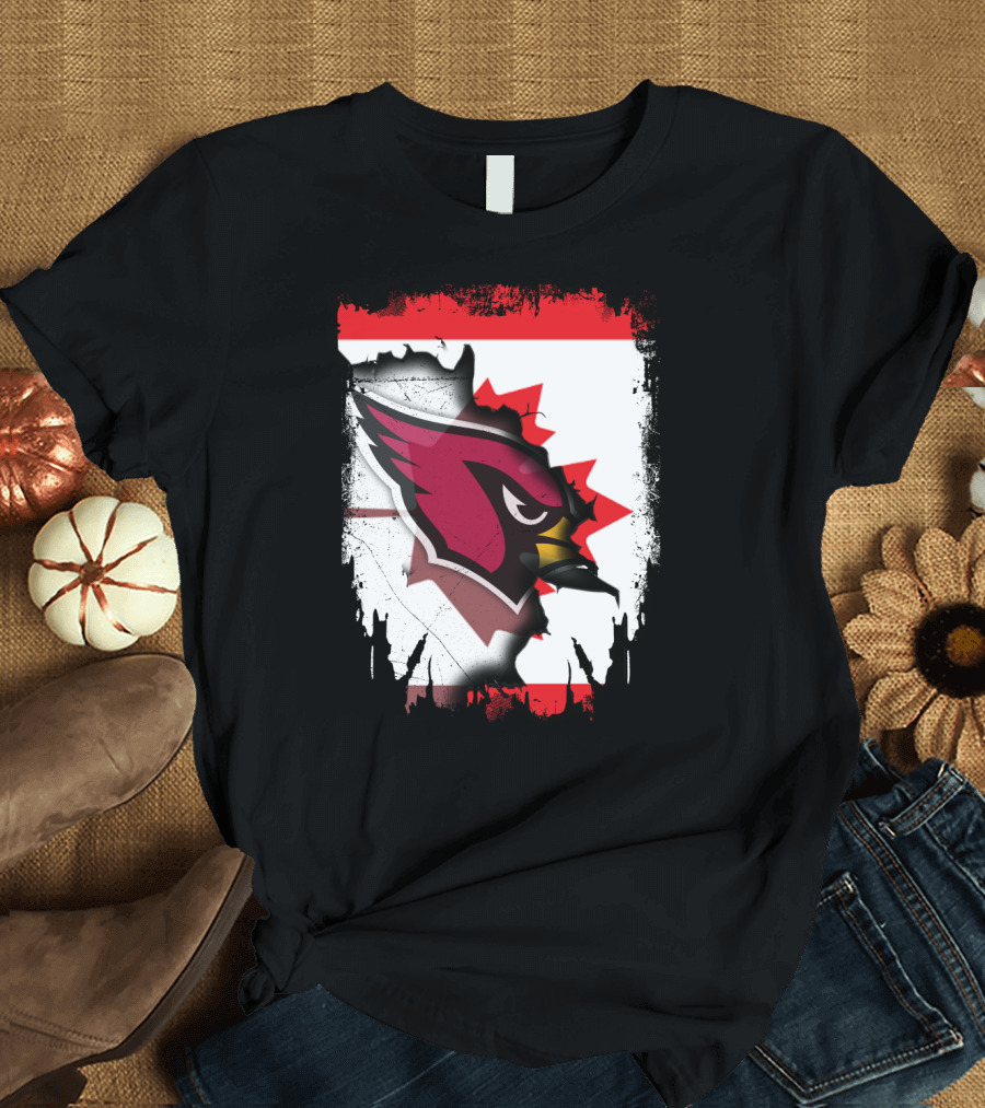 Canada Flag Background with Arizona Cardinals T-Shirt