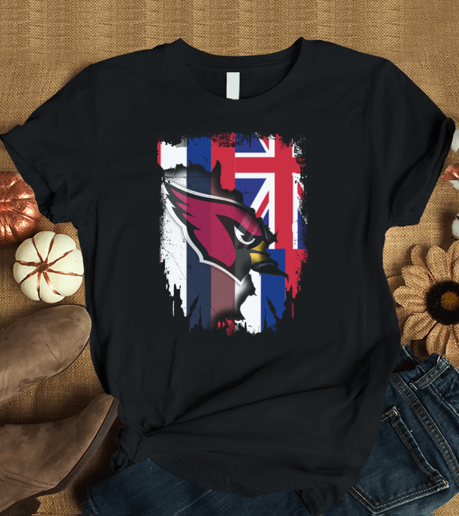 Hawaii Flag with Cardinals Logo Overlapping T-Shirt