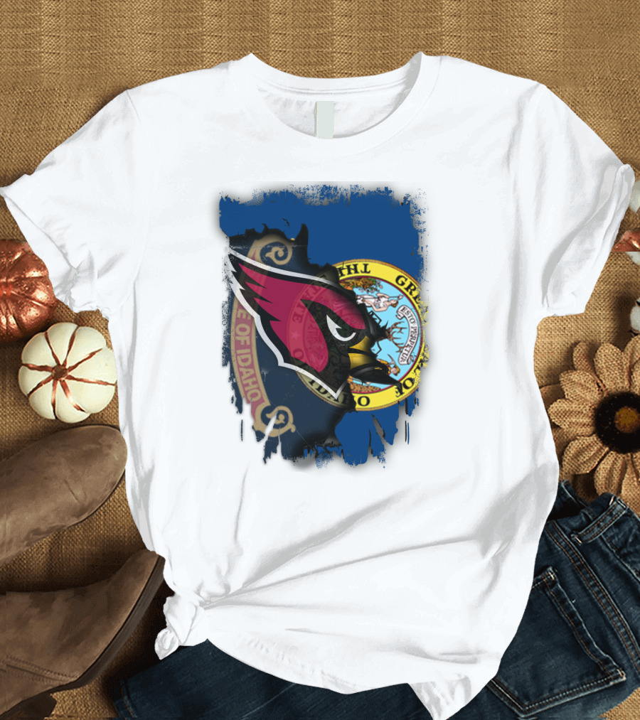 Idaho State Pride with Cardinals Football Emblem Fusion T-Shirt