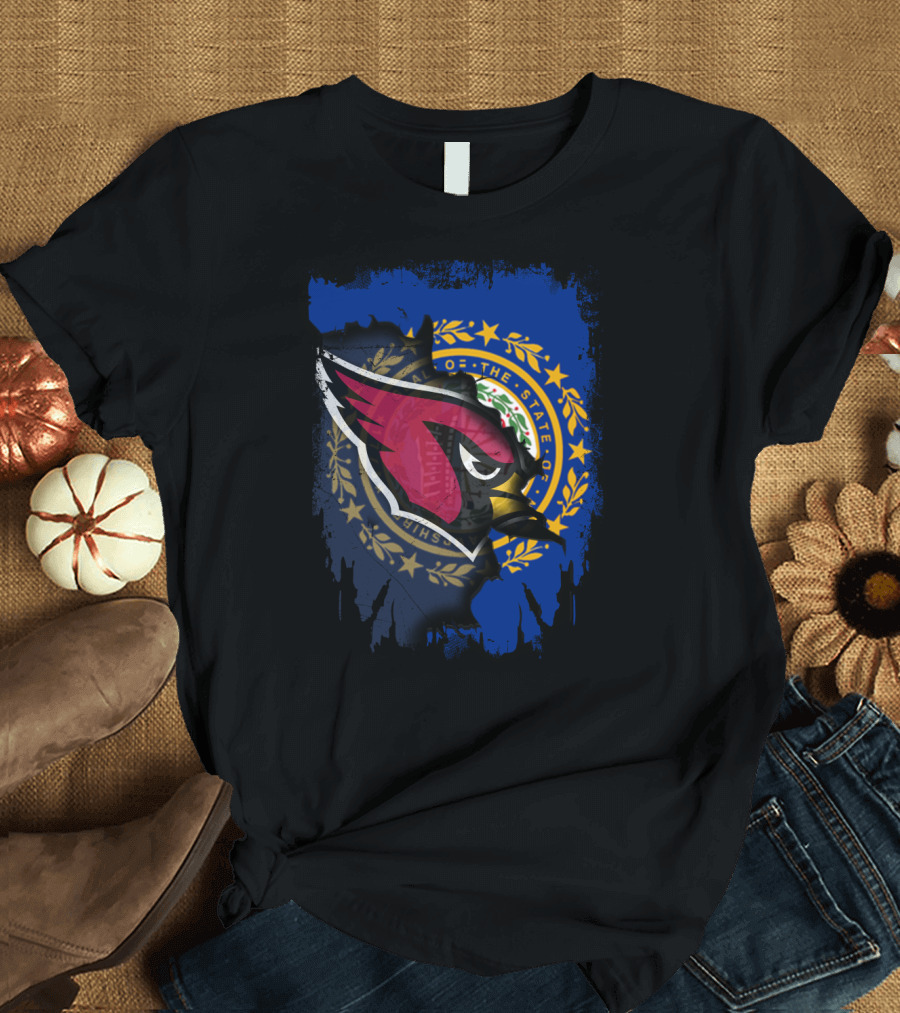 New Hampshire State Seal with Cardinals Logo Together T-Shirt