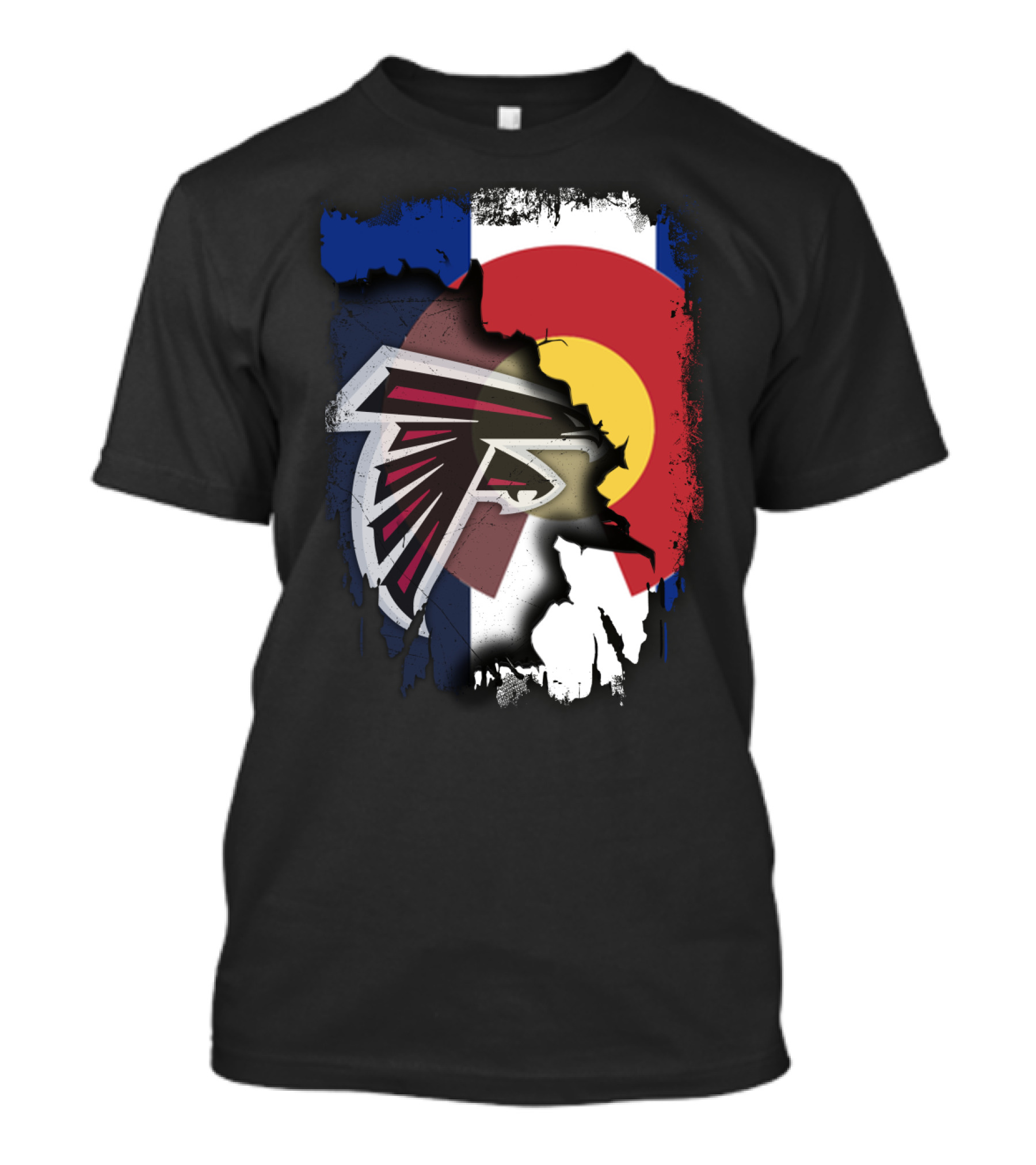 Together Colorado Falcons With State Flag And Atlanta Falcons Logo Fusion T-Shirt