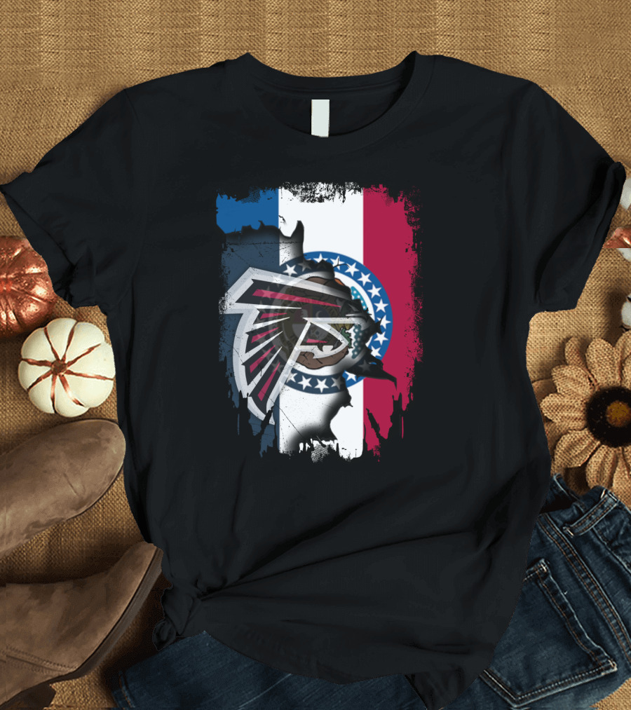 Together Missouri with Atlanta Falcons Blended with State Flag T-Shirt