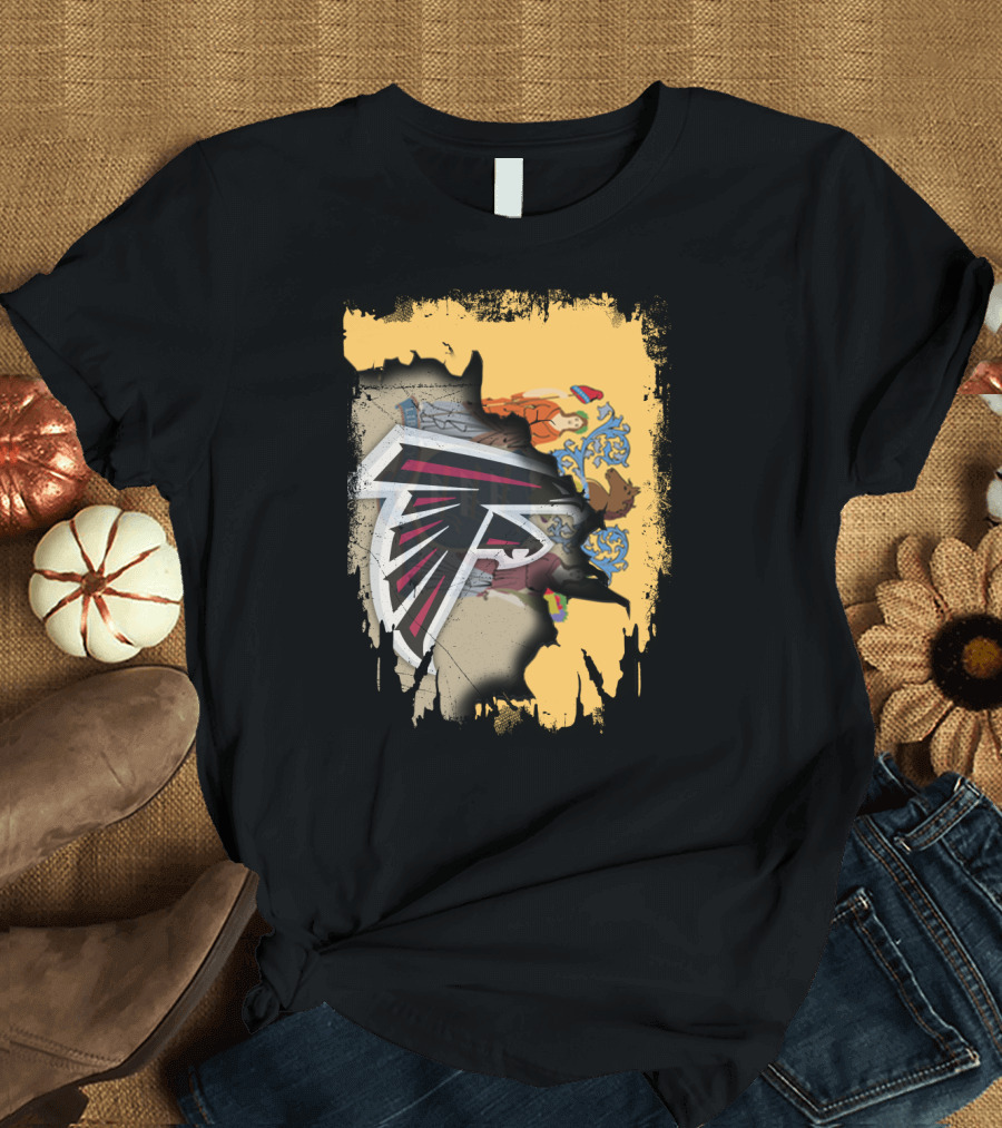 Together New Jersey With Falcons Atlanta Football Logo and State Flag Burst T-Shirt