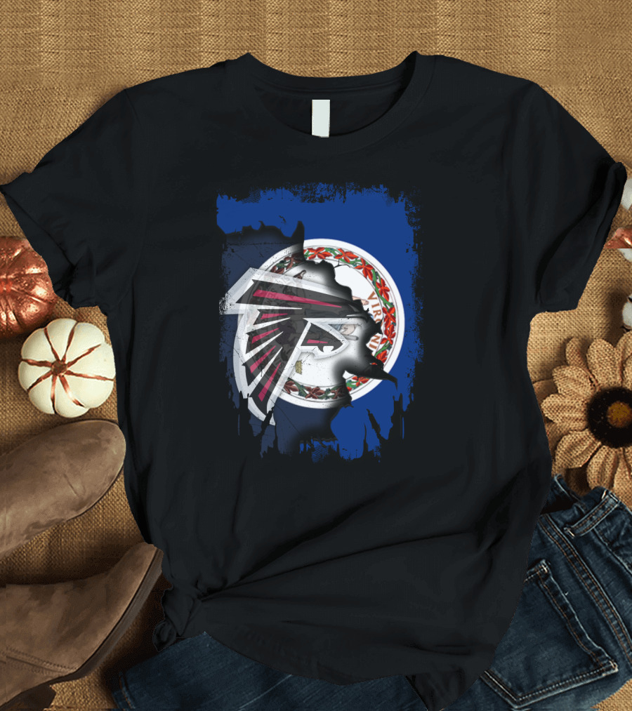Together Virginia With Atlanta Falcons Logo and State Seal T-Shirt