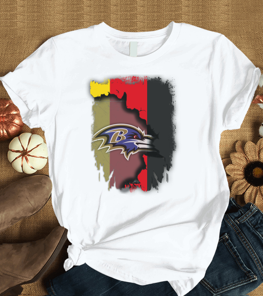 Germany Flag with Baltimore Ravens T-Shirt