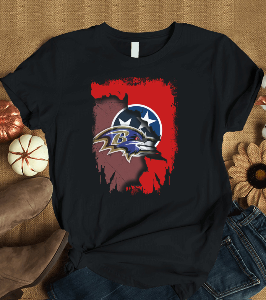 Tennessee Ravens United with Tri-Star Flag Emblem T-Shirt