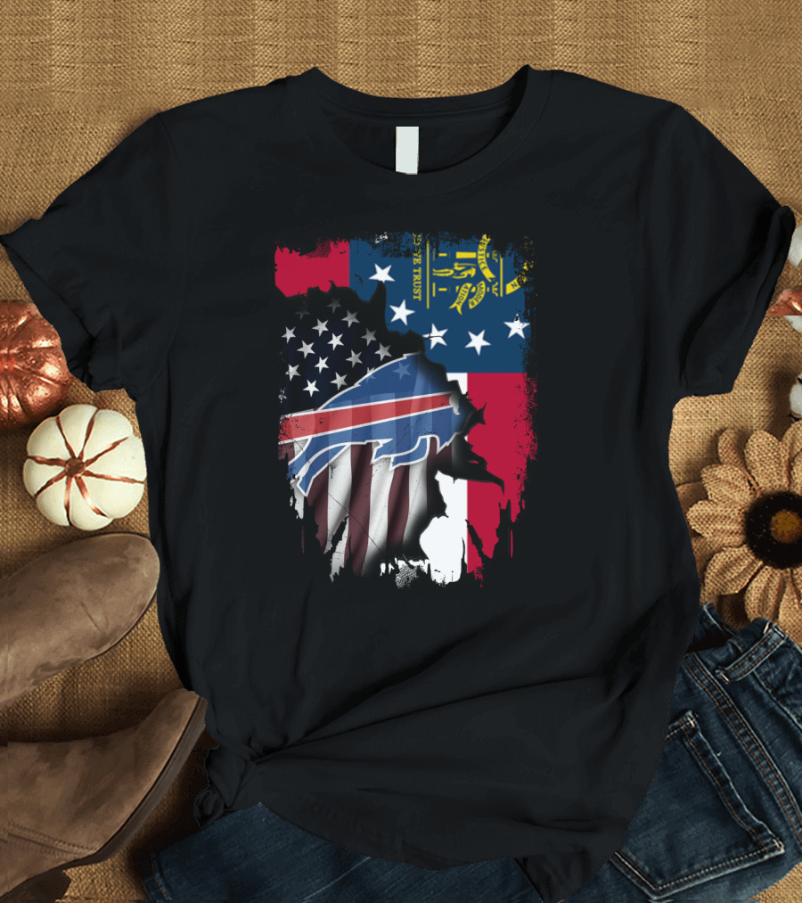 Together Georgia Flag Buffalo Bills American Flag Fusion T-Shirt
