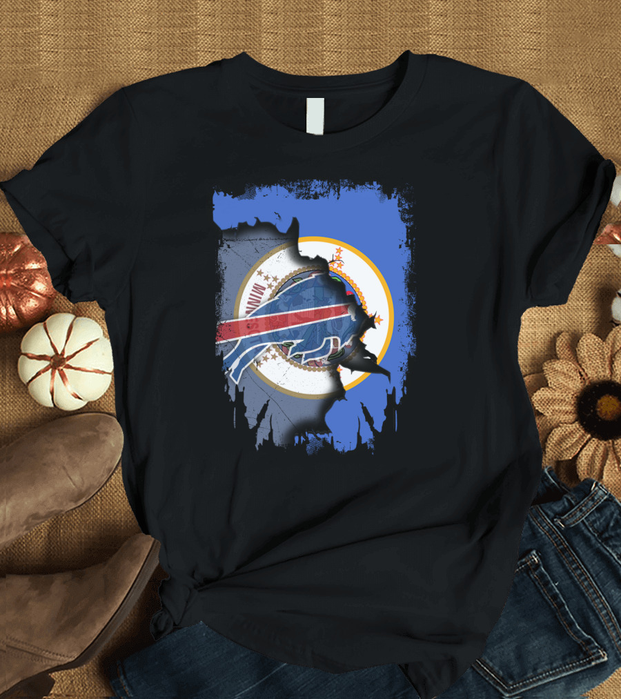 Together Minnesota Buffalo Bills State Flag Fusion T-Shirt