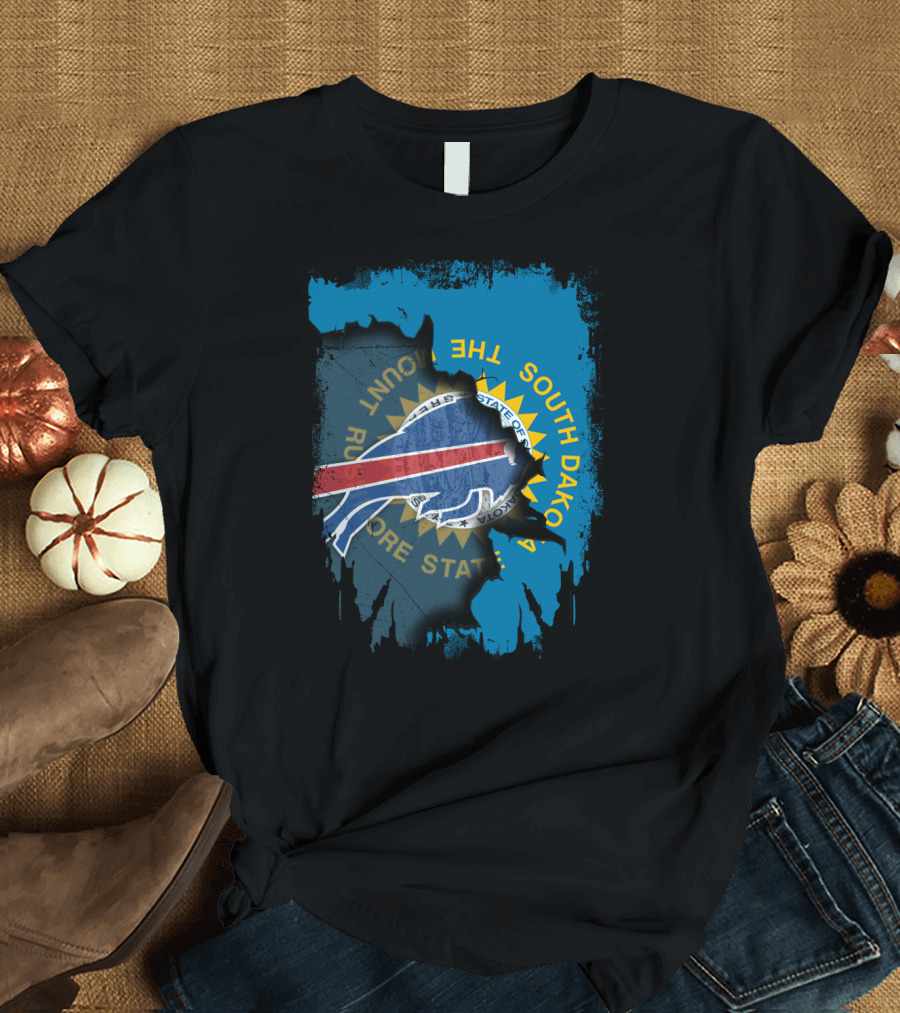 Buffalo Bills South Dakota Flag Fusion T-Shirt