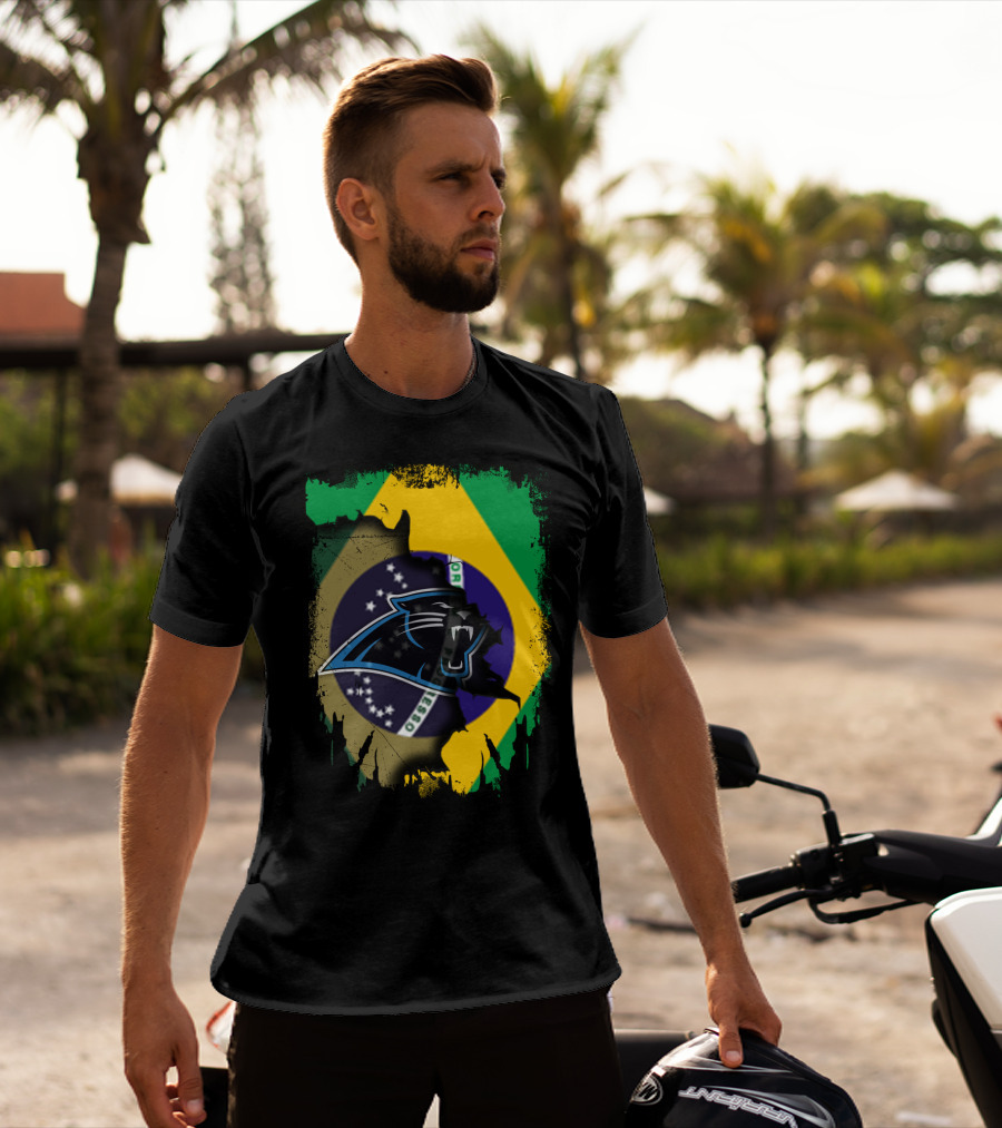 Together Brazil With Carolina Panthers Flag Fusion T-Shirt