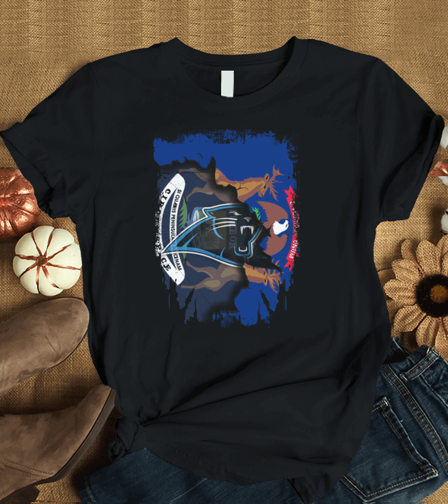 Together Michigan With Panthers Logo and Michigan State Flag Elements T-Shirt