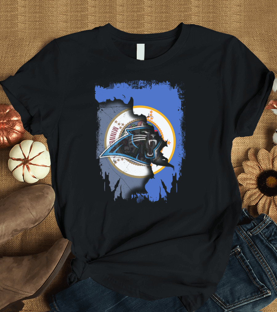 Together Minnesota with Carolina Panthers Logo and Minnesota State Seal T-Shirt