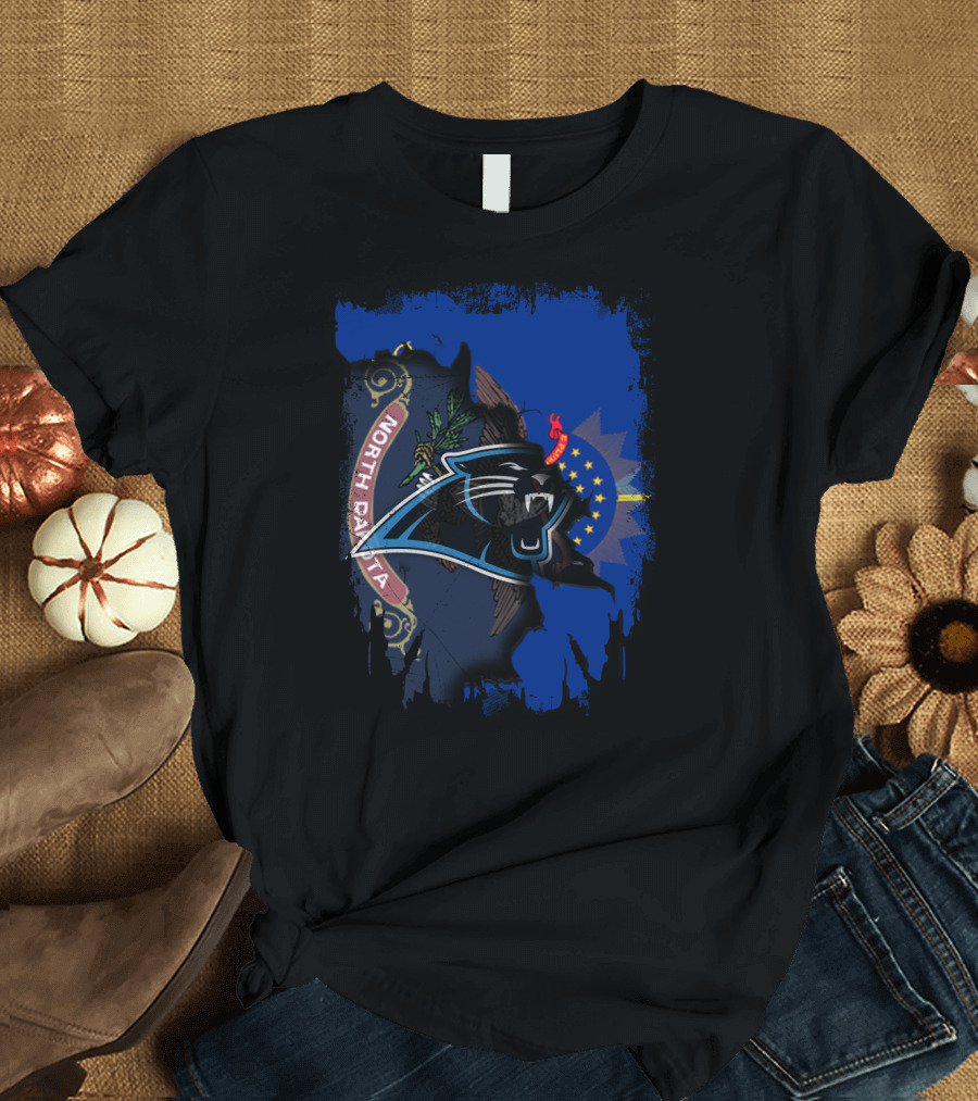 North Dakota Panthers Emblem with State Flag Elements T-Shirt